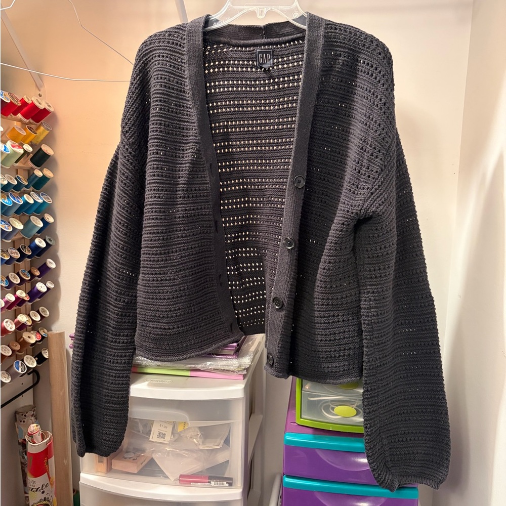 Tall black cardigan, GAP size large